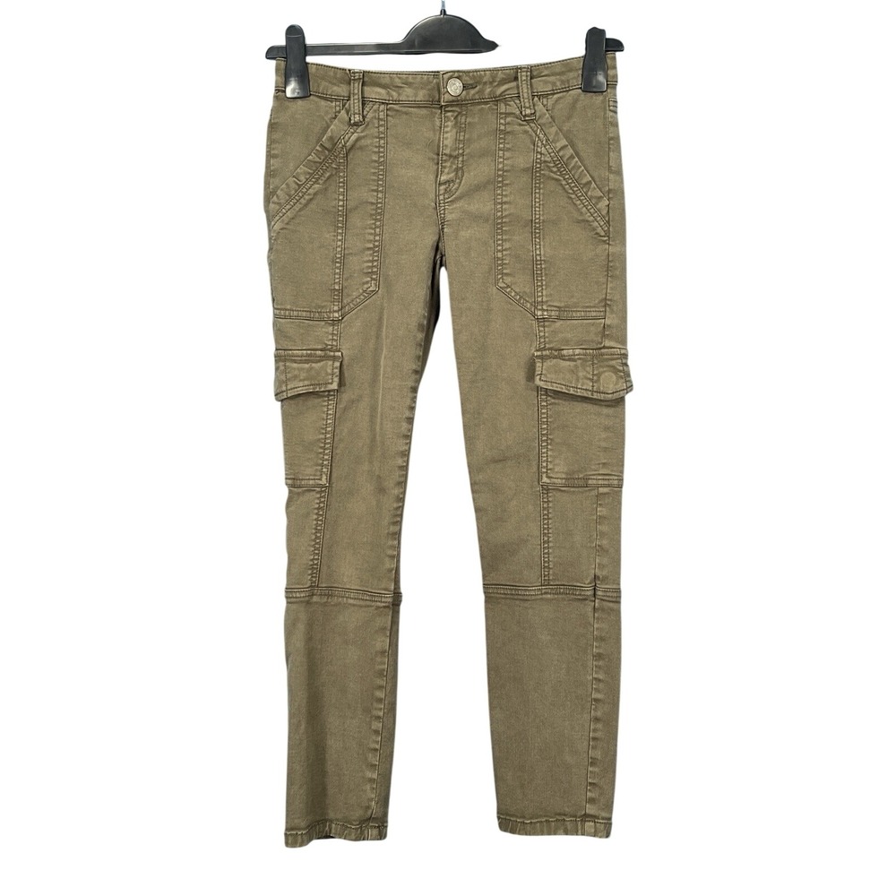 JOIE OKANA Women's OLIVE GREEN Twill LOW-RISE Cropped SKINNY Cargo Pants Sz 27